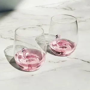 Creative Flamingo Glass Cup Heat Resistant Handmade Coffee Milk Tea Cup Cute Home Decorative Glassware For Women Gift