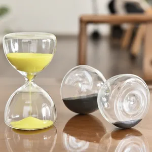 Elegant 5-minute round glass hourglass timer for creative home office desk decor