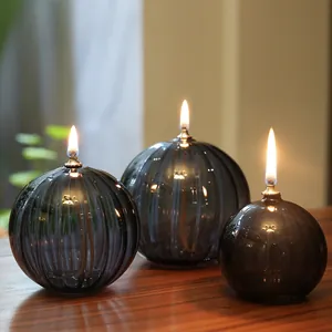 Moderne lampade a olio in vetro grigio fumo a righe per decorazioni da tavolo