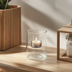 Portavelas de vidrio a prueba de viento de estilo europeo para decoración del hogar