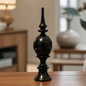 Elegant black glossy Zen style incense burner decorative ornament for modern home decor