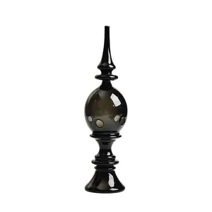 Elegant black translucent glass incense burner for zen-style home decor and tea ceremonies
