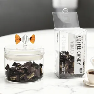 Tarro de cristal para dulces con tapa decorativa con asa de lazo color ámbar
