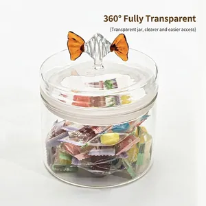 Tarro de cristal hermético para caramelos con pomo decorativo en forma de caramelo