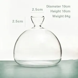 Detailed dimensions of transparent glass avocado hydroponic vase with 10cm diameter and height