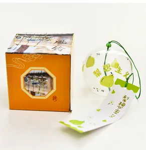 Japanese Edo style glass wind chime with pear pattern and gift box decoration