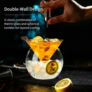 Juego Creativo de Copas de Martini Molecular con Cuenco de Base de Hielo Esférico Copa de Cóctel de Vidrio de Borosilicato