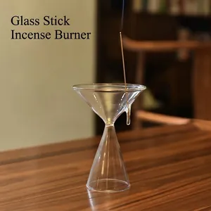 Zen Glass Incense Holder Hourglass Style Incense Burner Stand For Indoor Home Fragrance Tea Ceremony Aromatherapy Decor