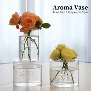 Vases en verre transparent minimalistes avec lettres pour fleurs hydroponiques
