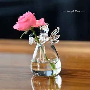 Vase en Verre Borosilicaté Créatif en Forme d'Ange Pot de Fleurs Transparent Récipient de Plante Hydroponique Décoration de Maison Bureau