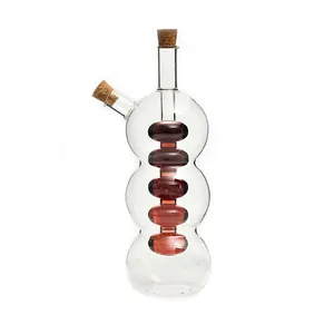 Handcrafted 2-in-1 glass oil and vinegar dispenser bottle with natural cork stoppers