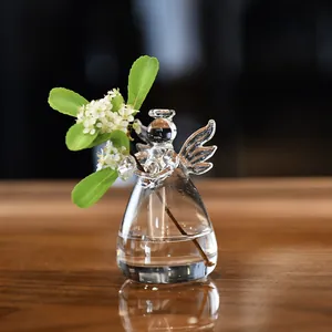Vase en verre transparent en forme d'ange pour fleurs hydroponiques et décoration