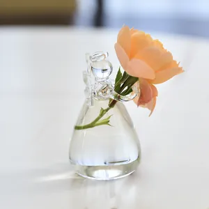 Vase ange élégant en verre clair pour fleur unique décoration de table de salon