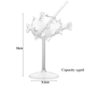 Vista detallada de una copa de pez globo con altura de 18cm y capacidad de 195ml