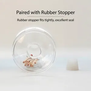 Clear glass match jar with wooden matches and airtight rubber stopper for candle decor