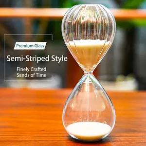 Reloj de Arena Nórdico de Vidrio de Borosilicato a Rayas Temporizador Hecho a Mano Para Decoración Moderna De Oficina En Casa