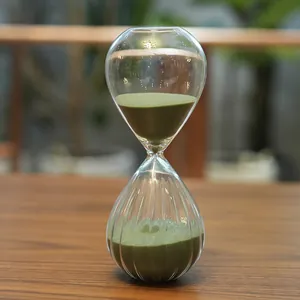 Reloj de arena nórdico de vidrio con arena verde para decoración creativa del hogar