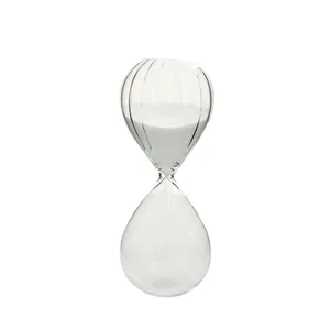 Elegante reloj de arena de vidrio nórdico con arena blanca para decoración de oficina