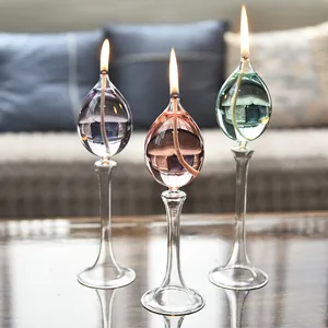 Set de tres lámparas de aceite de vidrio con forma de lágrima para decoración romántica