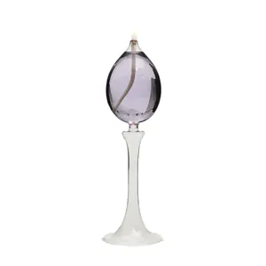 Elegante lámpara de aceite de vidrio en forma de lágrima con base de pedestal alta