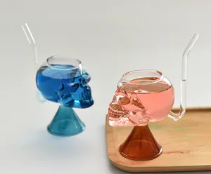 Copas de vino de vampiro con calavera únicas con pajita integrada y base de cono