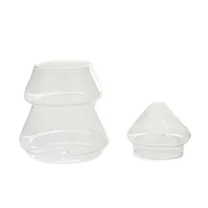 Minimalist creative Christmas tree shaped glass storage jar with lid for candy and home decor