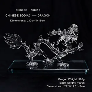 Elegante figura de dragón de cristal, zodiaco chino para decoración del hogar de lujo
