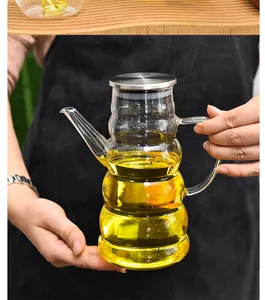 800ml glass oil dispenser bottle with clear scale markings and ergonomic handle