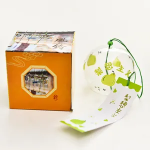 Japanese Edo style glass wind chime with cute pear pattern and gift box