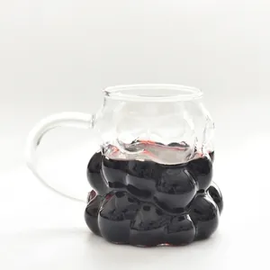 Creative grape-shaped borosilicate glass coffee mug with clear handle for latte and milk
