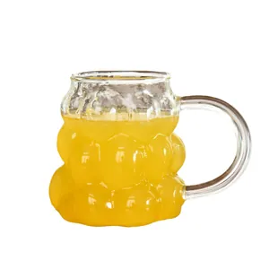Creative grape-shaped borosilicate glass coffee mug with handle and clear design