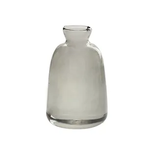 Nordic style bulbous glass vase for home decor and aromatherapy, grey translucent finish.