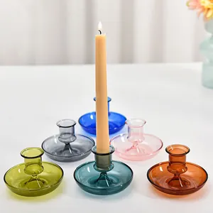Modern INS style colorful glass candle holders set for festive desktop decoration