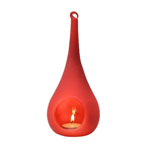 Creative hanging red water-drop glass candle holder for romantic home table decor