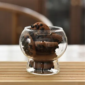 Creative round glass dessert bowl for ice cream and pudding showcased in a cozy setting