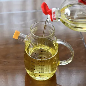 Distributeur d'huile en verre 800ml avec graduations précises pour cuisine, anti-fuite