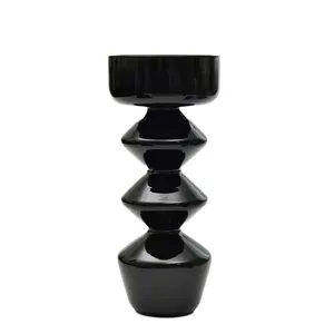 Vaso a bolle moderno in vetro nero lucido con design geometrico a strati per casa