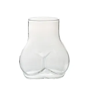 Vaso de vidrio transparente creativo y divertido con forma de glúteos humanos para café y cerveza