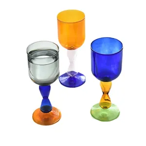 Creative color-clash wine goblets in vibrant colored glass for cocktails and champagne