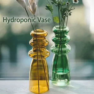 Creativo Spirale Vaso in Vetro Colorato Retro Forma di Zucca Contenitore Fiori Idroponici Decorazione Casa Soggiorno Ornamento
