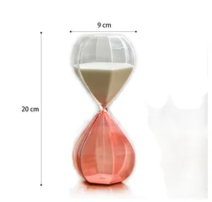 Nordic minimalist rose gold glass sandglass timer with 20 cm height and 9 cm width