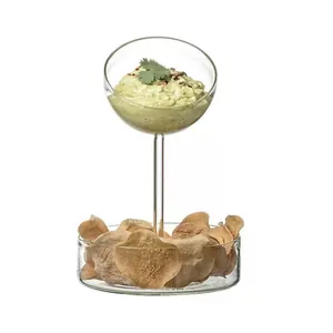 Elegante set di ciotole in vetro a due livelli per antipasti e salse creative a tavola