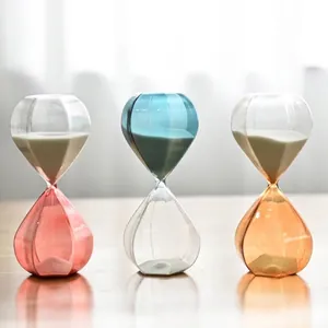 Nordic Colored Glass Hourglass Timer Geometric Diamond Sand Clock Decorative Desktop Ornament For Home Office Gift