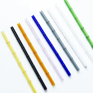 Colorful heat-resistant bamboo-shaped borosilicate glass straws in various colors