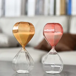 Elegant diamond-shaped colorful glass hourglass timer for Nordic home decor and gifting.