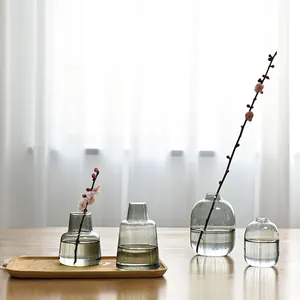 Minimalist smoke grey glass vases for water culture and aromatherapy desktop decor