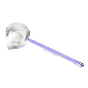 Eleganter hitzebeständiger Glas-Dessertlöffel mit lila Griff für Kaffee und Süßspeisen