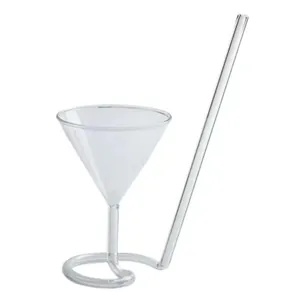 Creative spiral cocktail glass with integrated straw and Martini cup design