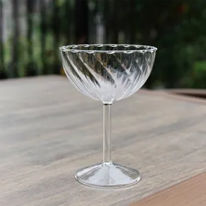 Modern Minimalist Ribbed Borosilicate Glass Stemware European Vintage Vertical Stripes Wine Cocktail Champagne Cup Bar Party Glass