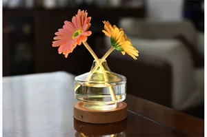 Lámpara de jarrón de flores recargable USB con gerberas para decoración dormitorio